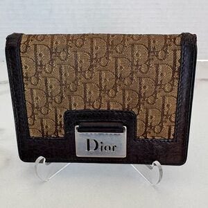 Dior Bi Fold Canvas & Leather Card Holder